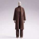 Flax Taupe Kensington longline wool-cashmere coat, front view