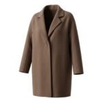 Flax Taupe Richmond mid-length wool-cashmere coat, front view