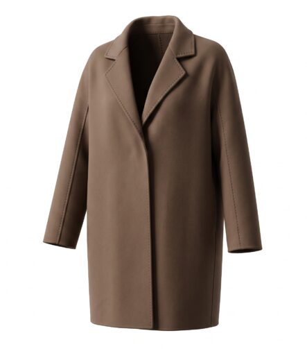 Flax Taupe Richmond mid-length wool-cashmere coat, front view