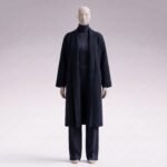Midnight Navy Kensington longline wool-cashmere coat, front view