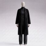 Black Kensington longline wool-cashmere coat, front view