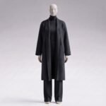 Twilight Grey Kensington longline wool-cashmere coat, front view