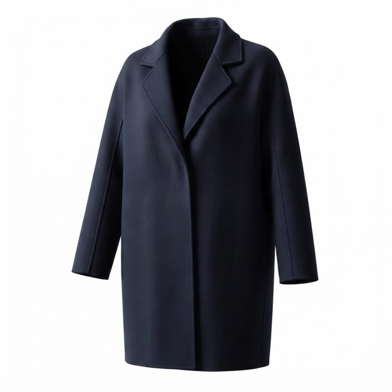 Midnight Navy Richmond mid-length wool-cashmere coat, front view