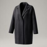 Twilight Grey Richmond mid-length wool-cashmere coat, front view