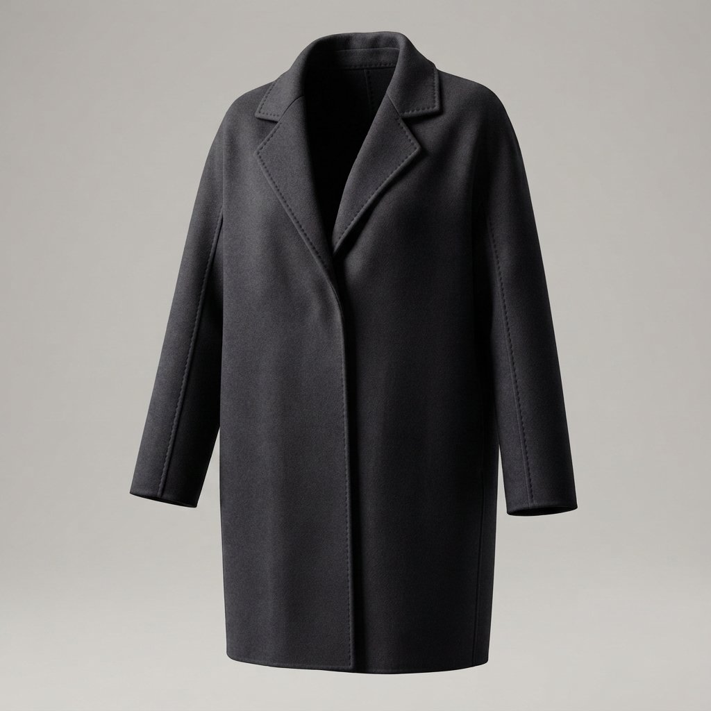 Twilight Grey Richmond mid-length wool-cashmere coat, front view