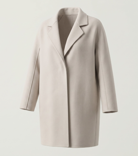 Elizabeth Ivory Richmond mid-length wool-cashmere coat, front view
