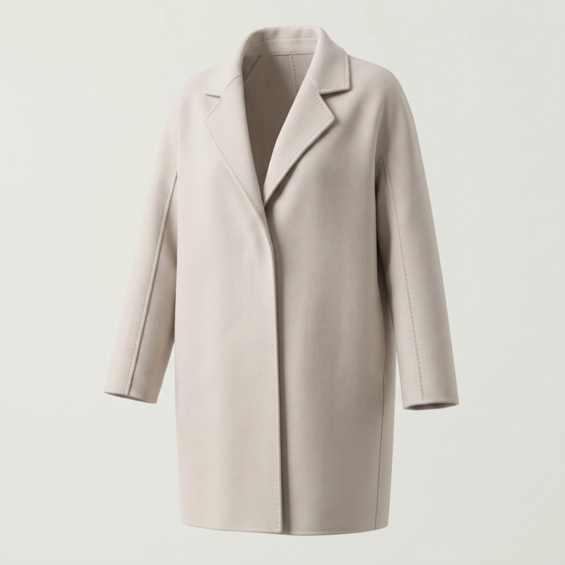 Elizabeth Ivory Richmond mid-length wool-cashmere coat, front view