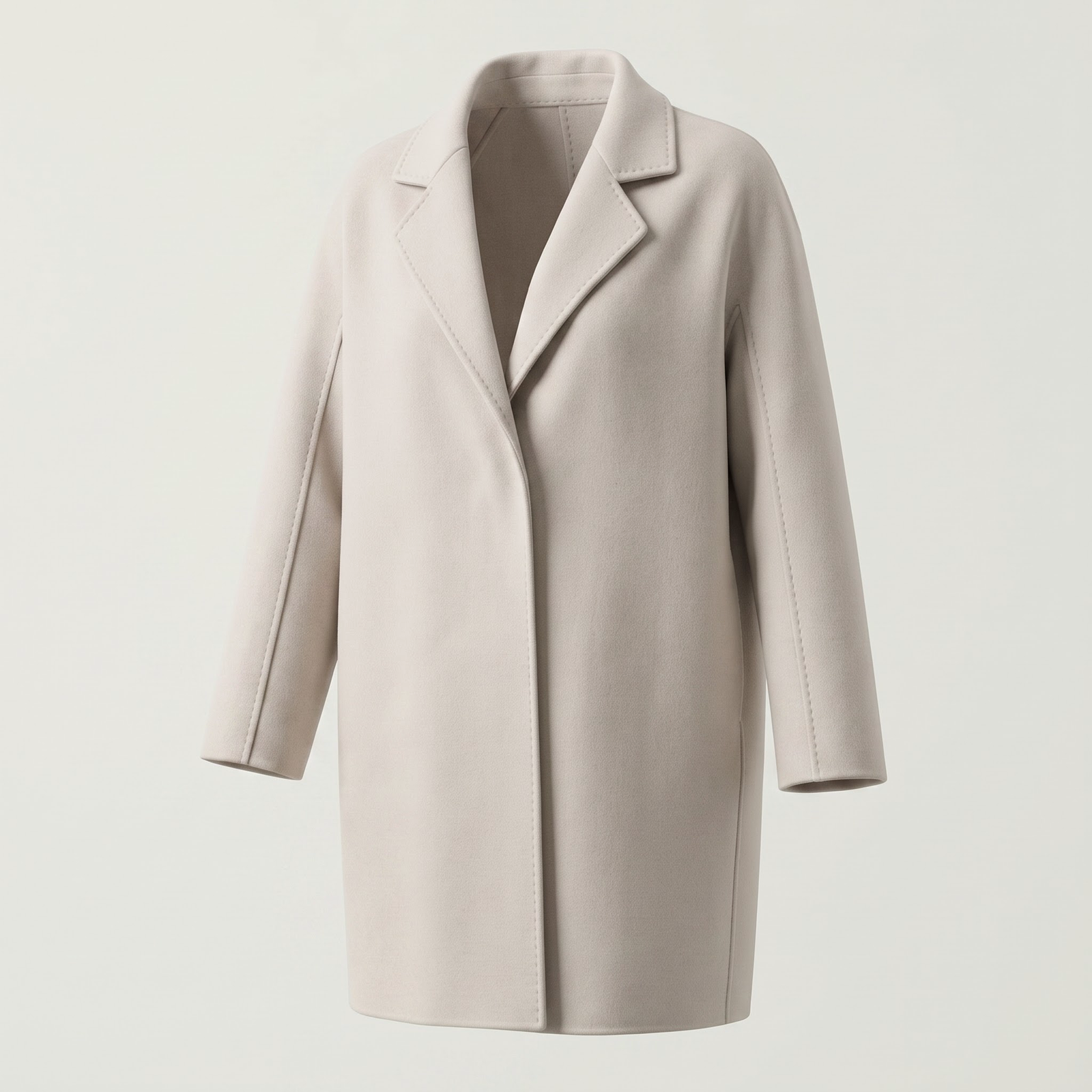 Elizabeth Ivory Richmond mid-length wool-cashmere coat, front view